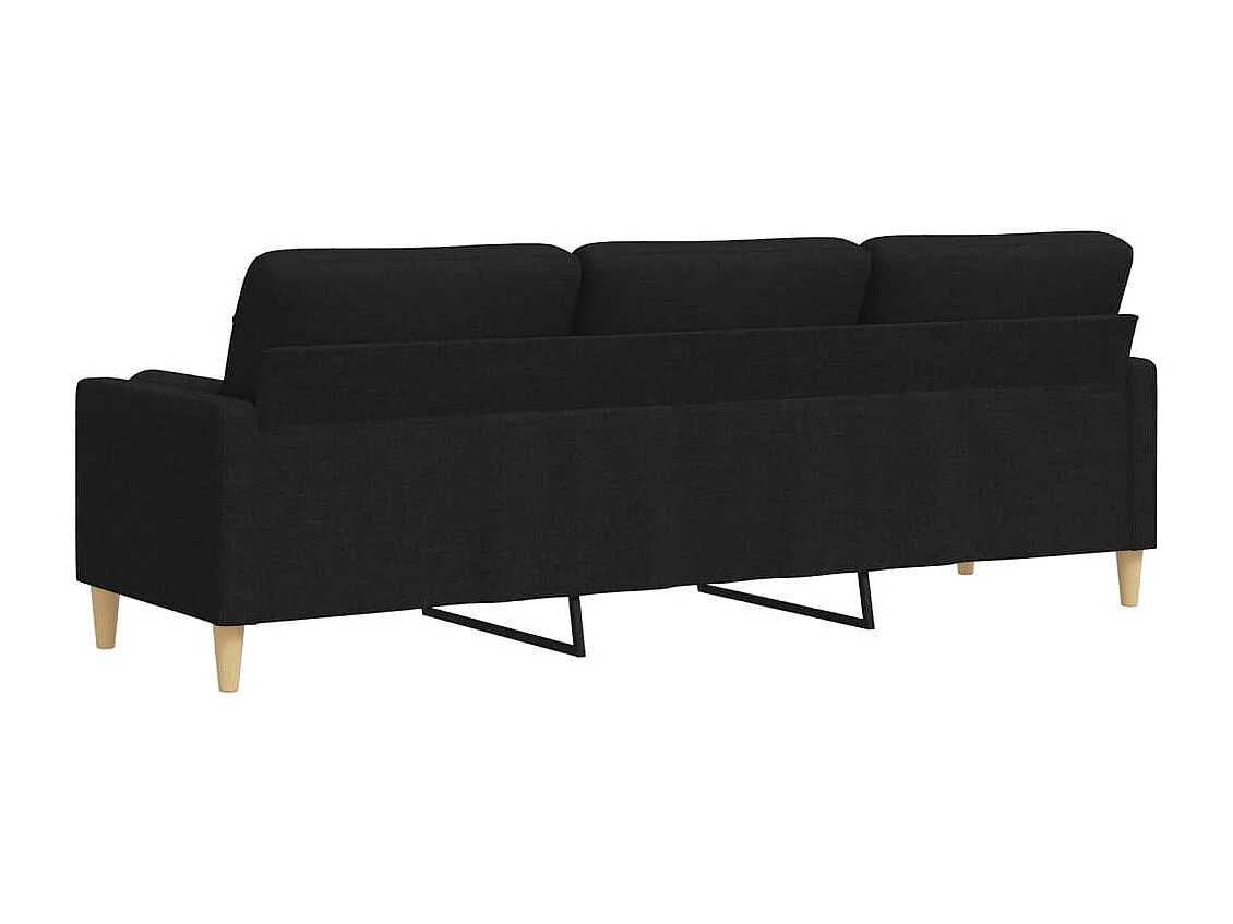 3-zitsbank met sierkussens 210 cm stof zwart
