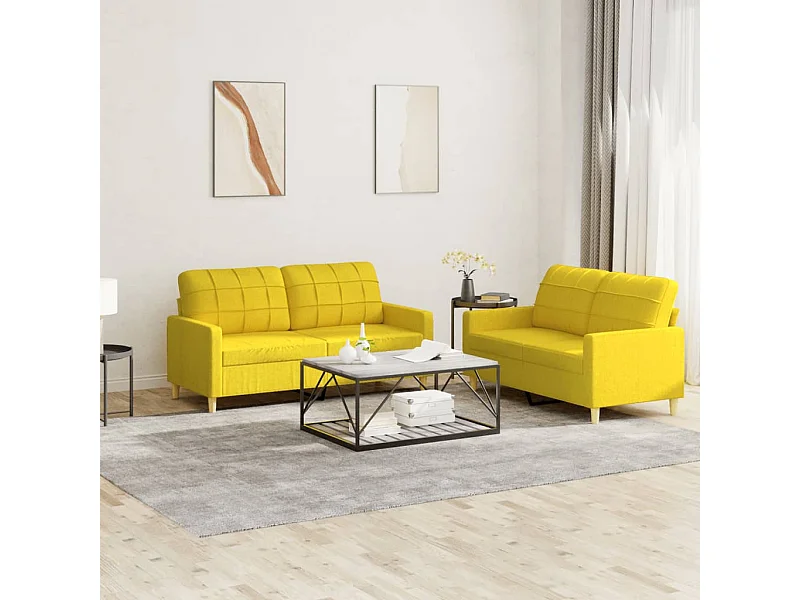 Juego de sofás con cojines 2 piezas tela amarillo claro
