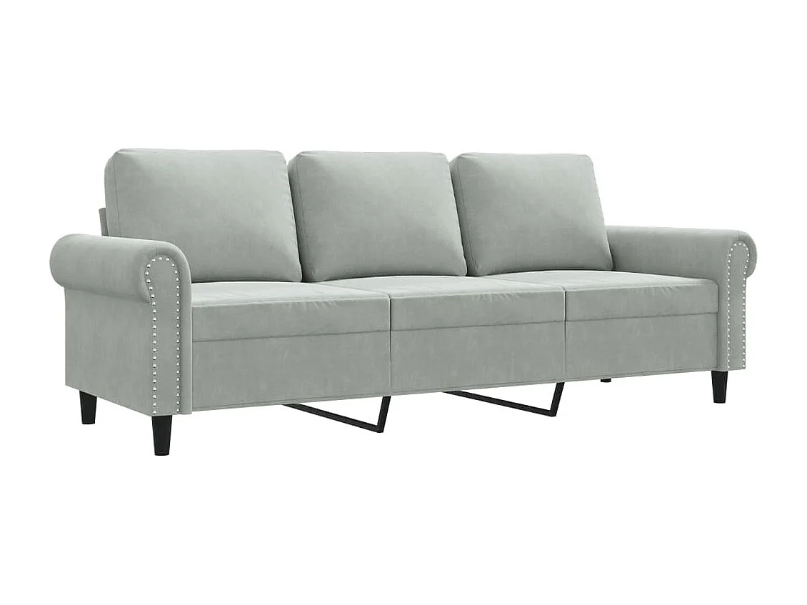 Canapé à 3 places Gris clair 180 cm Velours