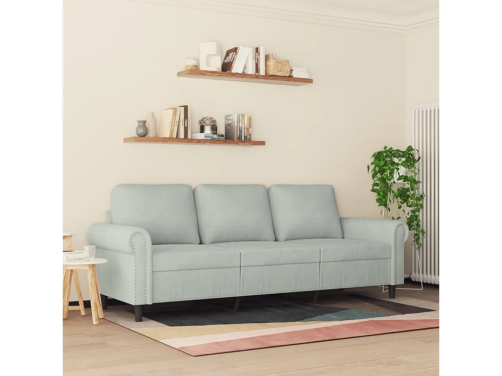 Canapé à 3 places Gris clair 180 cm Velours
