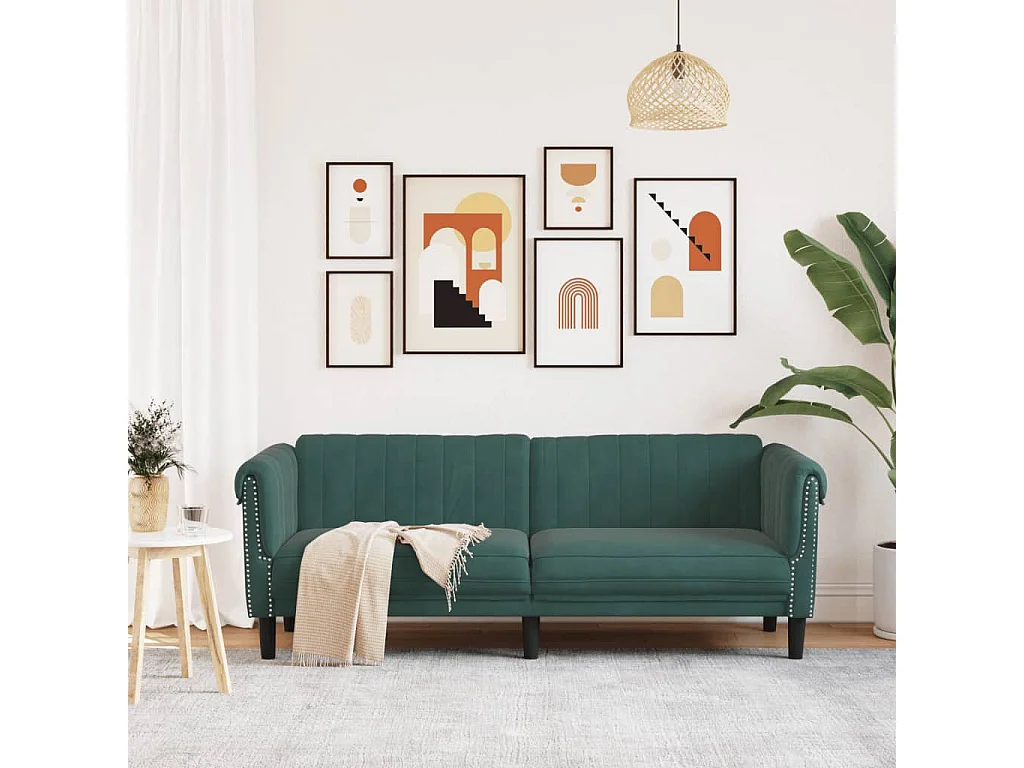 Sofa 3-Sitzer Dunkelgrün Samt