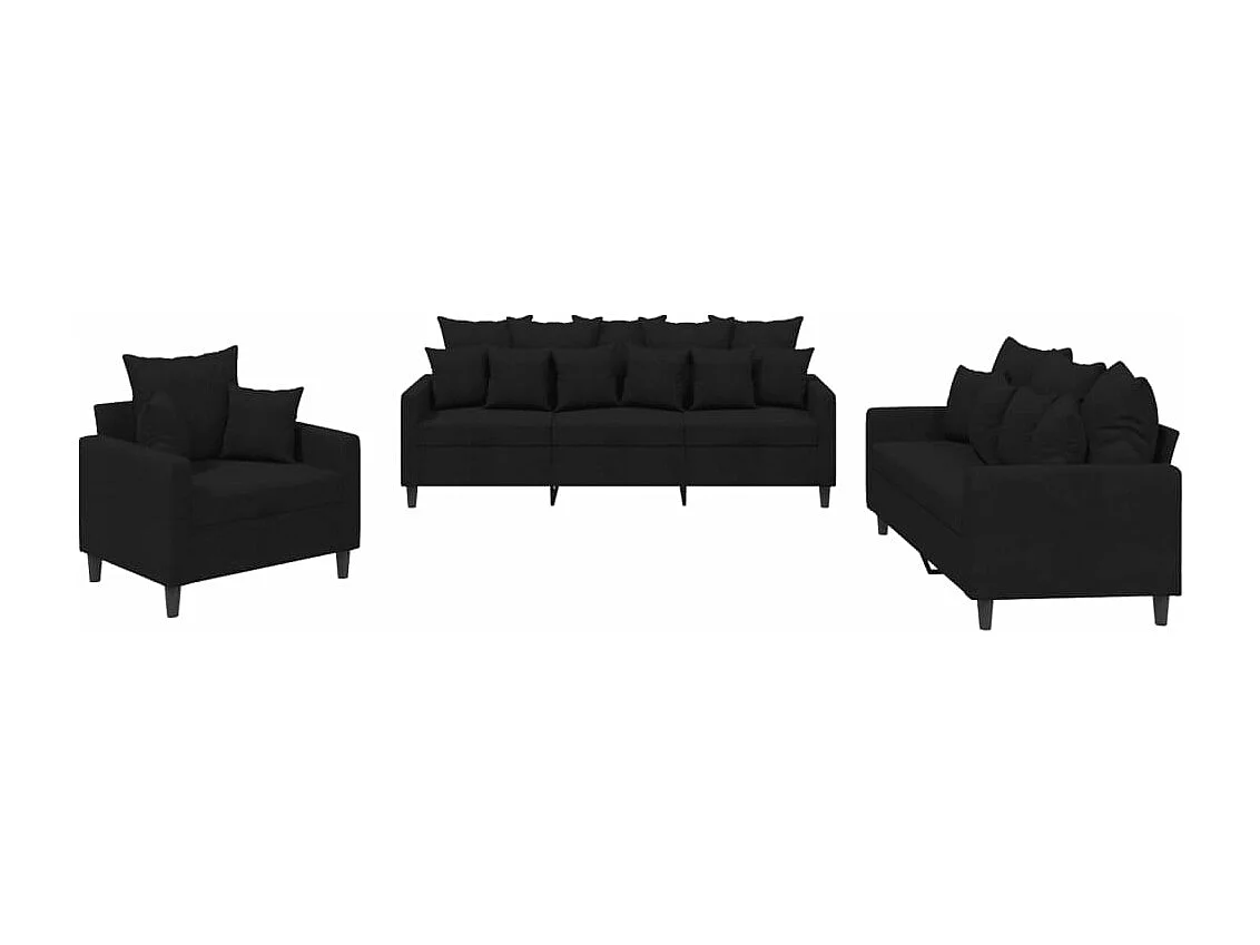 Ensemble de canapés 3 pcs avec coussins Noir Velours