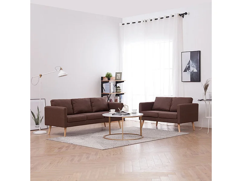 Set Divani 2 pz in Tessuto Marrone