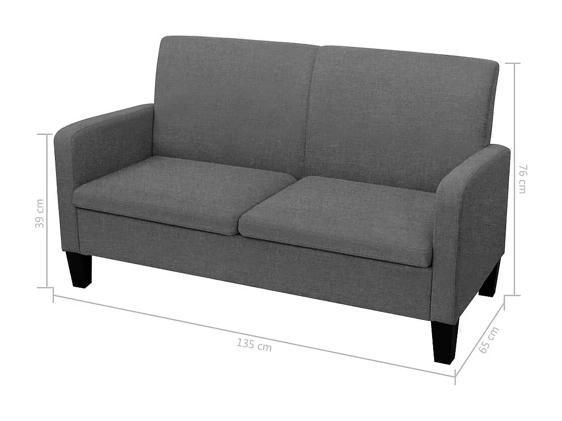 Set di Divani in Tessuto 2 pz Grigio Scuro