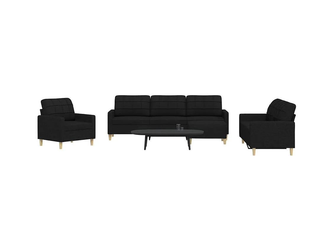 Ensemble de canapés 4 pcs avec repose-pied noir tissu