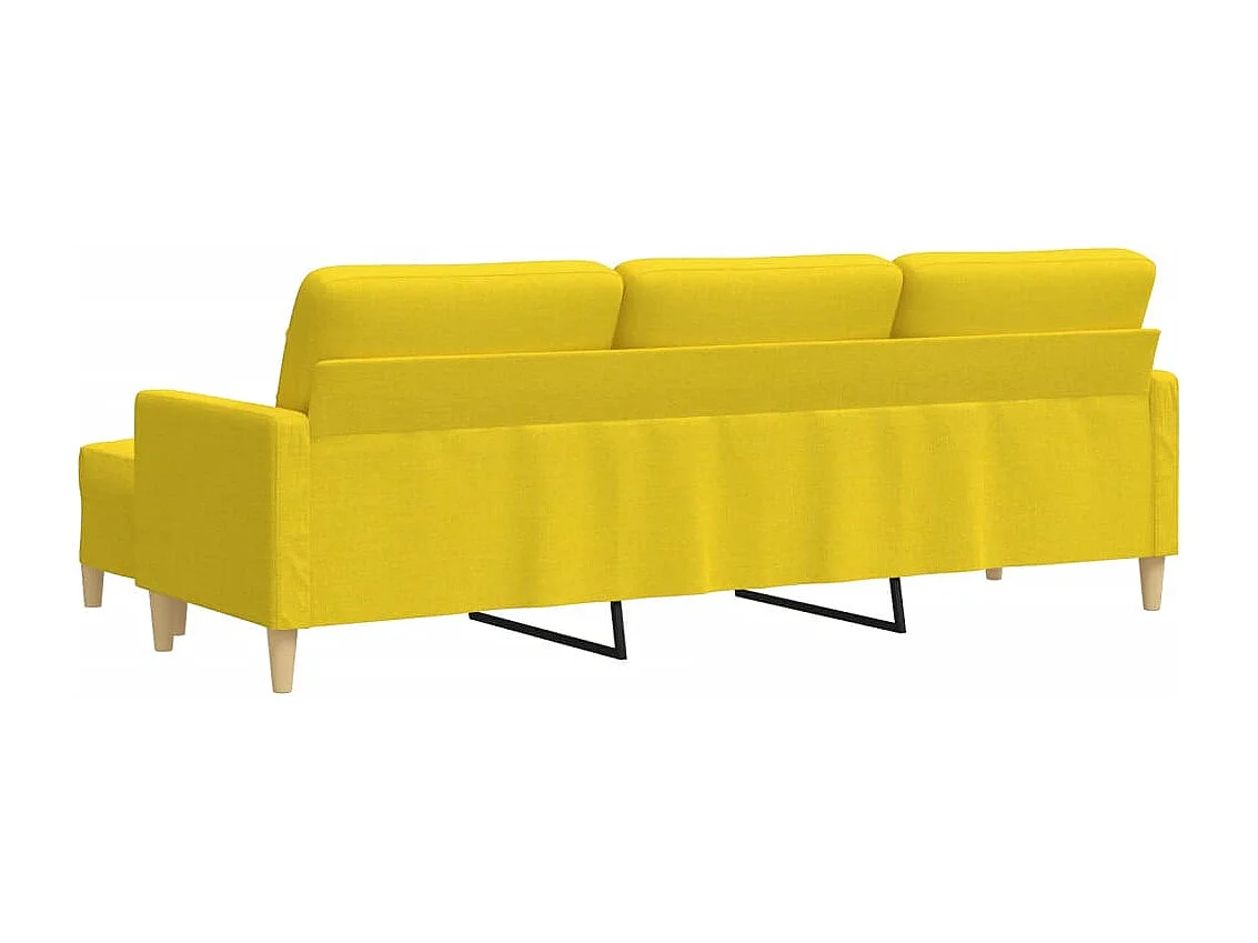 Canapé à 3 places avec repose-pieds Jaune clair 210 cm Tissu