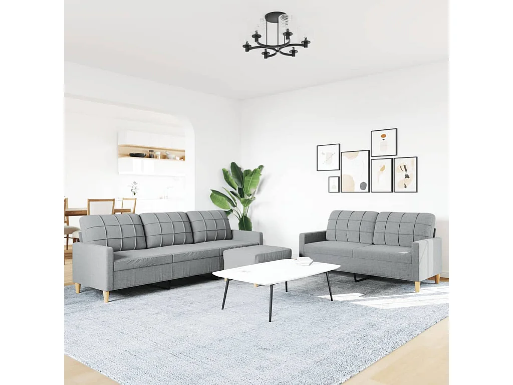 Ensemble de canapés 3 pcs avec repose-pied gris clair tissu