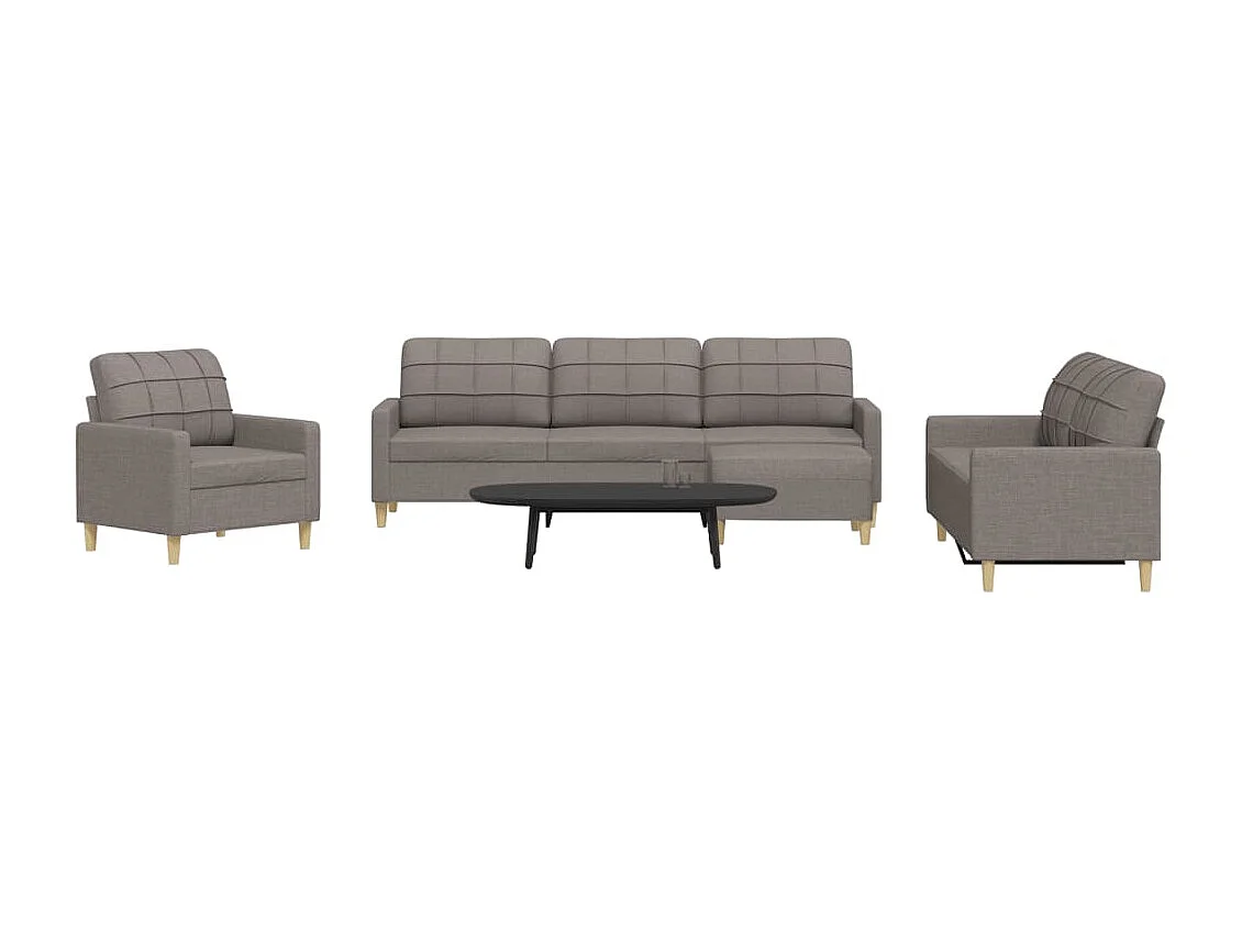 4 pcs conjunto de sofás com apoio pés tecido cinza-acastanhado