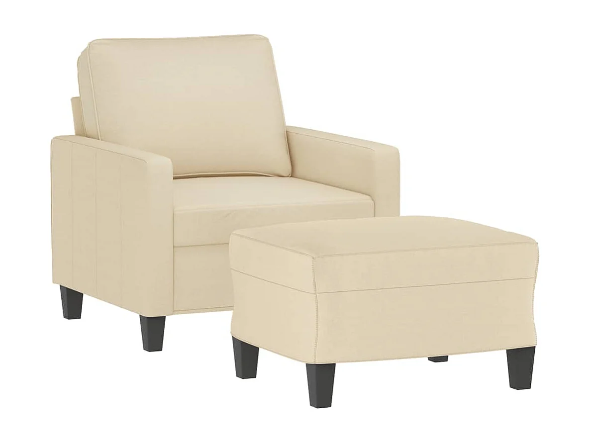 Poltrona com apoio de pés 60 cm tecido cor creme