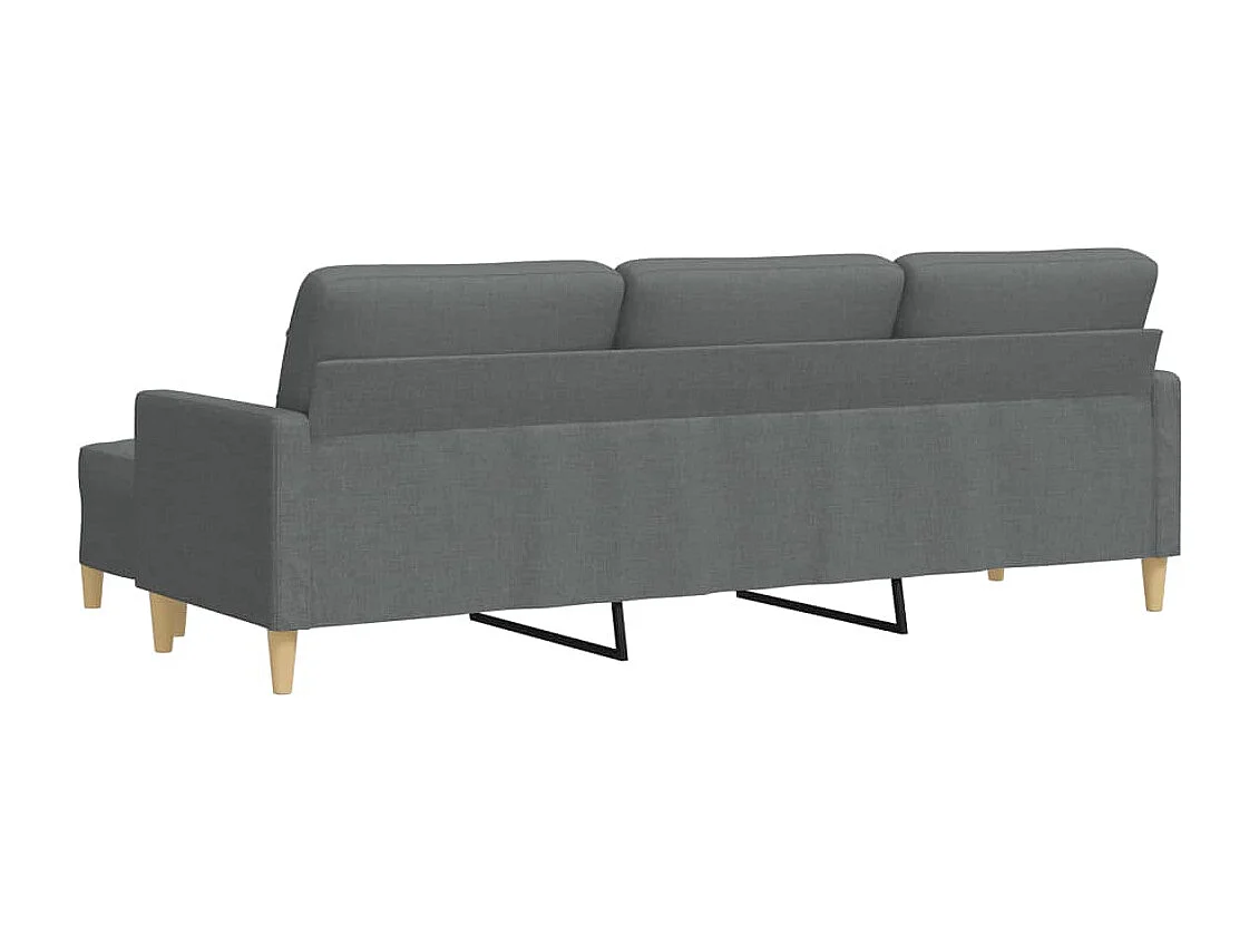 Divano a 3 Posti con Poggiapiedi Grigio Scuro 210cm in Tessuto
