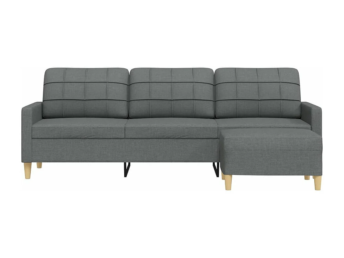 Driezitsbank met voetenbank 210 cm stof donkergrijs