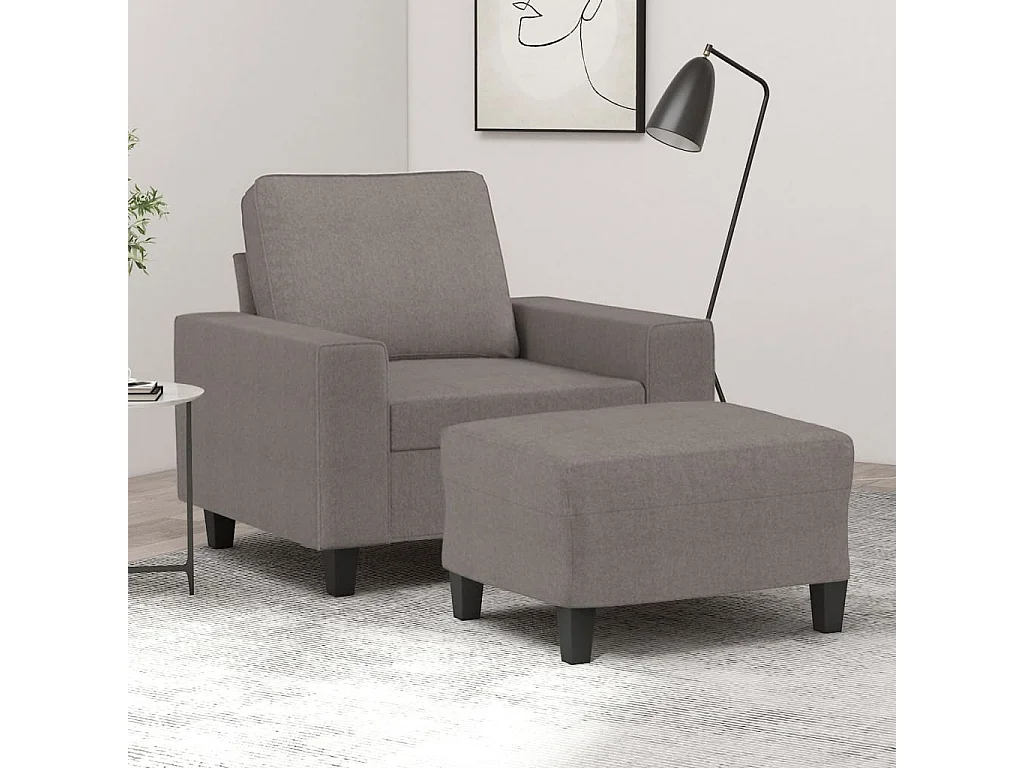 Sessel mit Hocker Taupe 60 cm Stoff