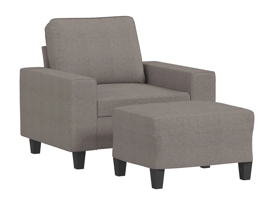 Sessel mit Hocker Taupe 60 cm Stoff
