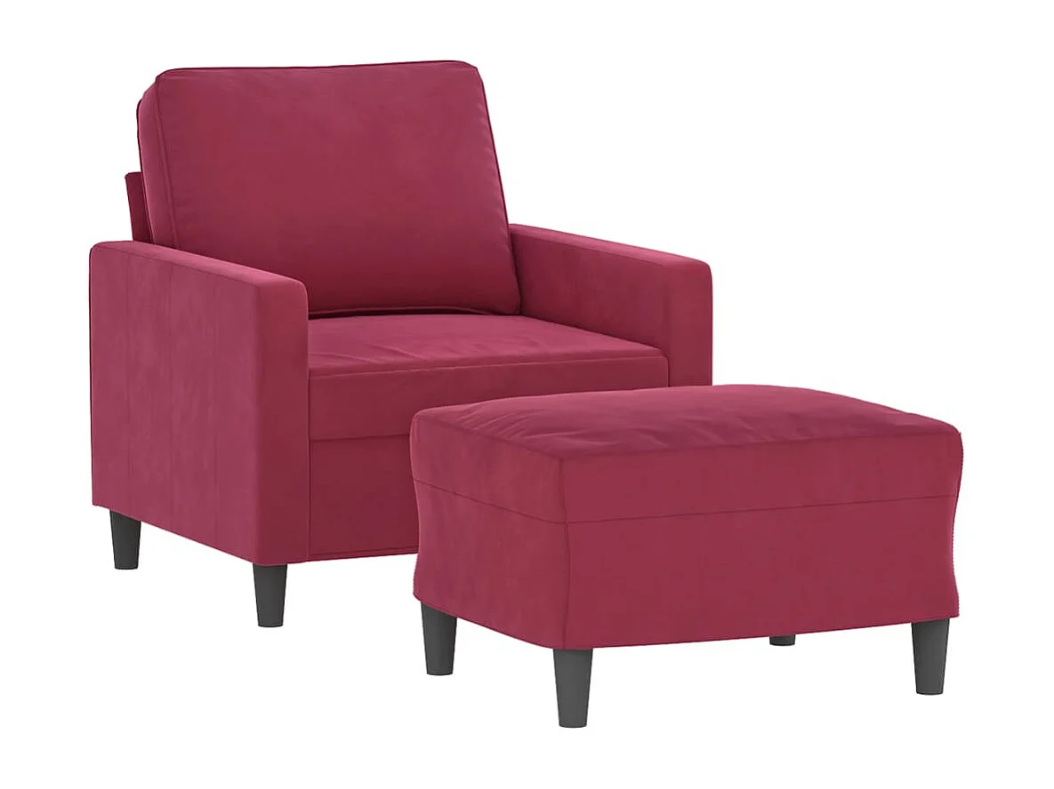 Sessel mit Hocker Weinrot 60 cm Samt