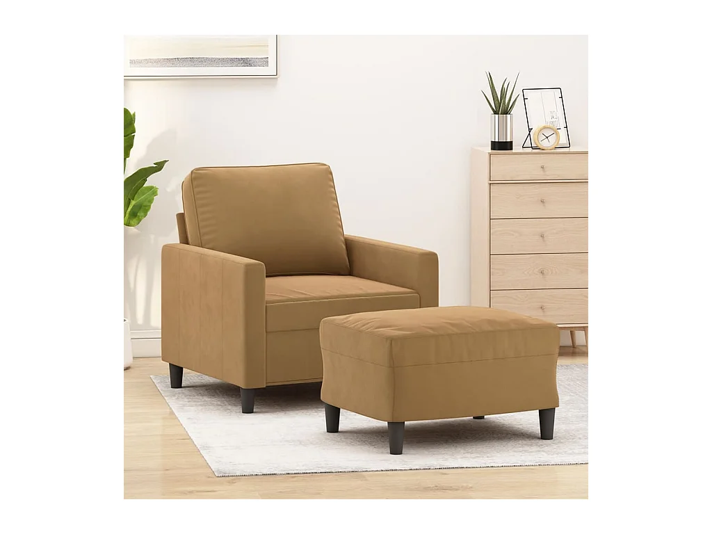 Fauteuil avec repose-pied Marron 60 cm Velours