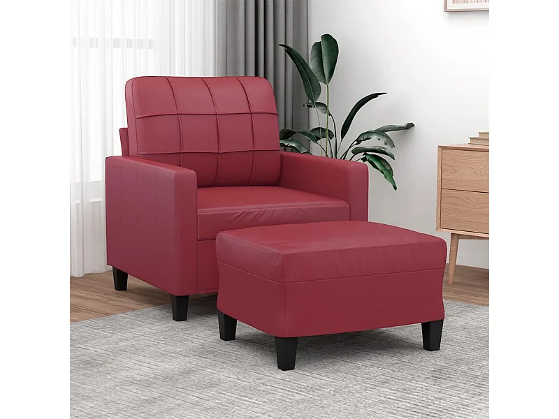 Poltrona con Poggiapiedi Rosso Vino 60 cm in Similpelle
