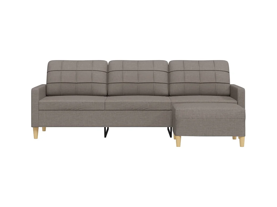 3-Sitzer-Sofa mit Hocker Taupe 210 cm Stoff