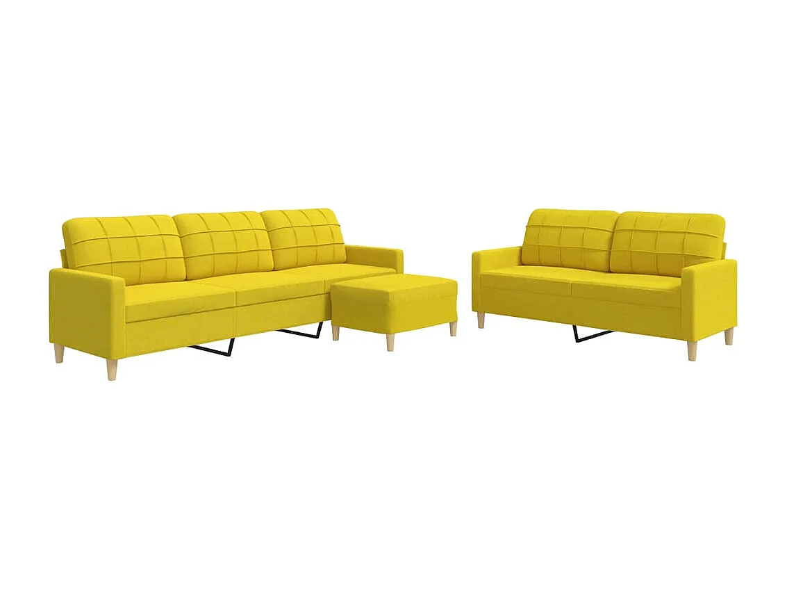 Ensemble de canapés 3 pcs avec repose-pied jaune clair tissu
