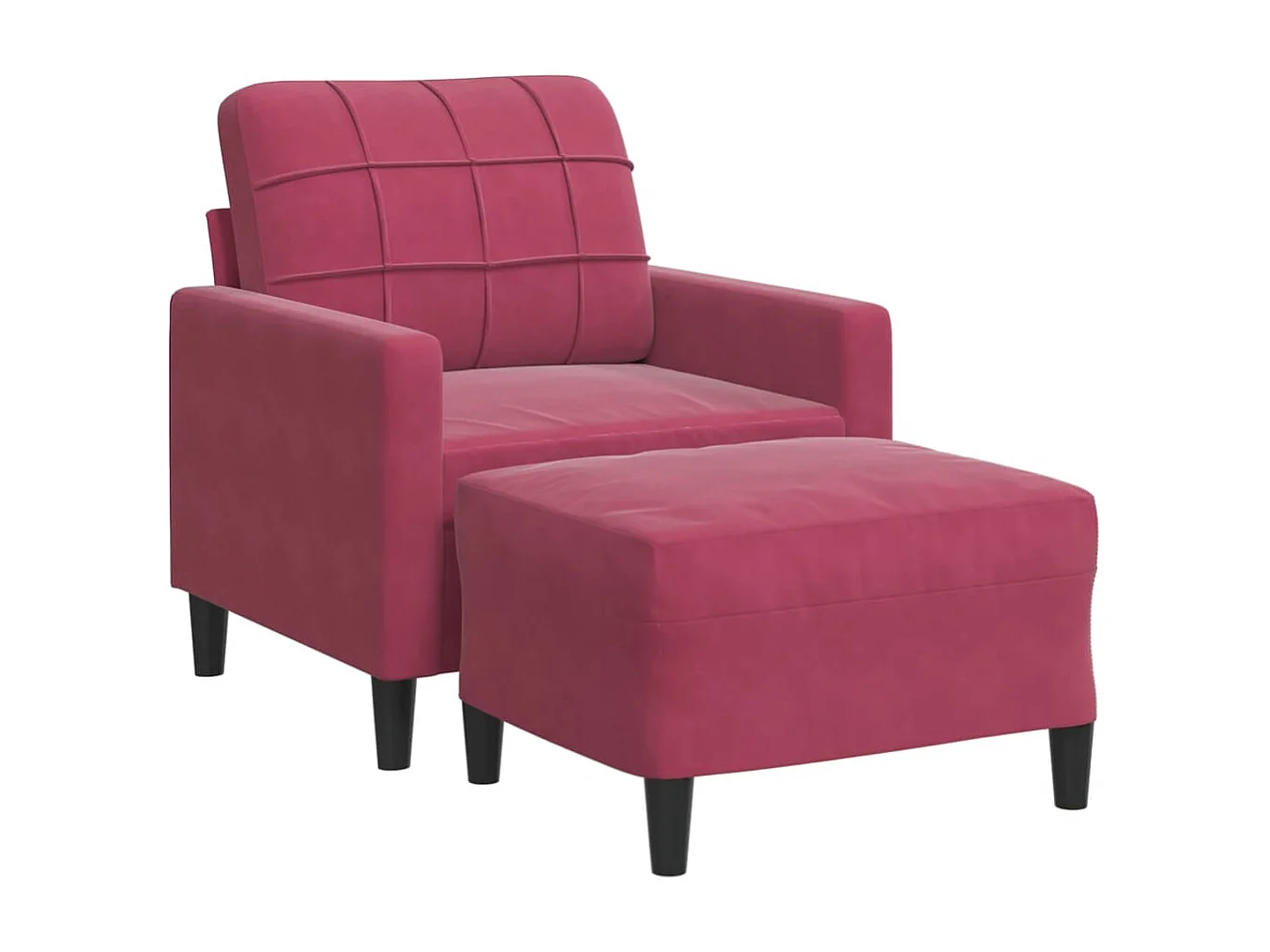 Poltrona com apoio de pés 60 cm veludo vermelho tinto