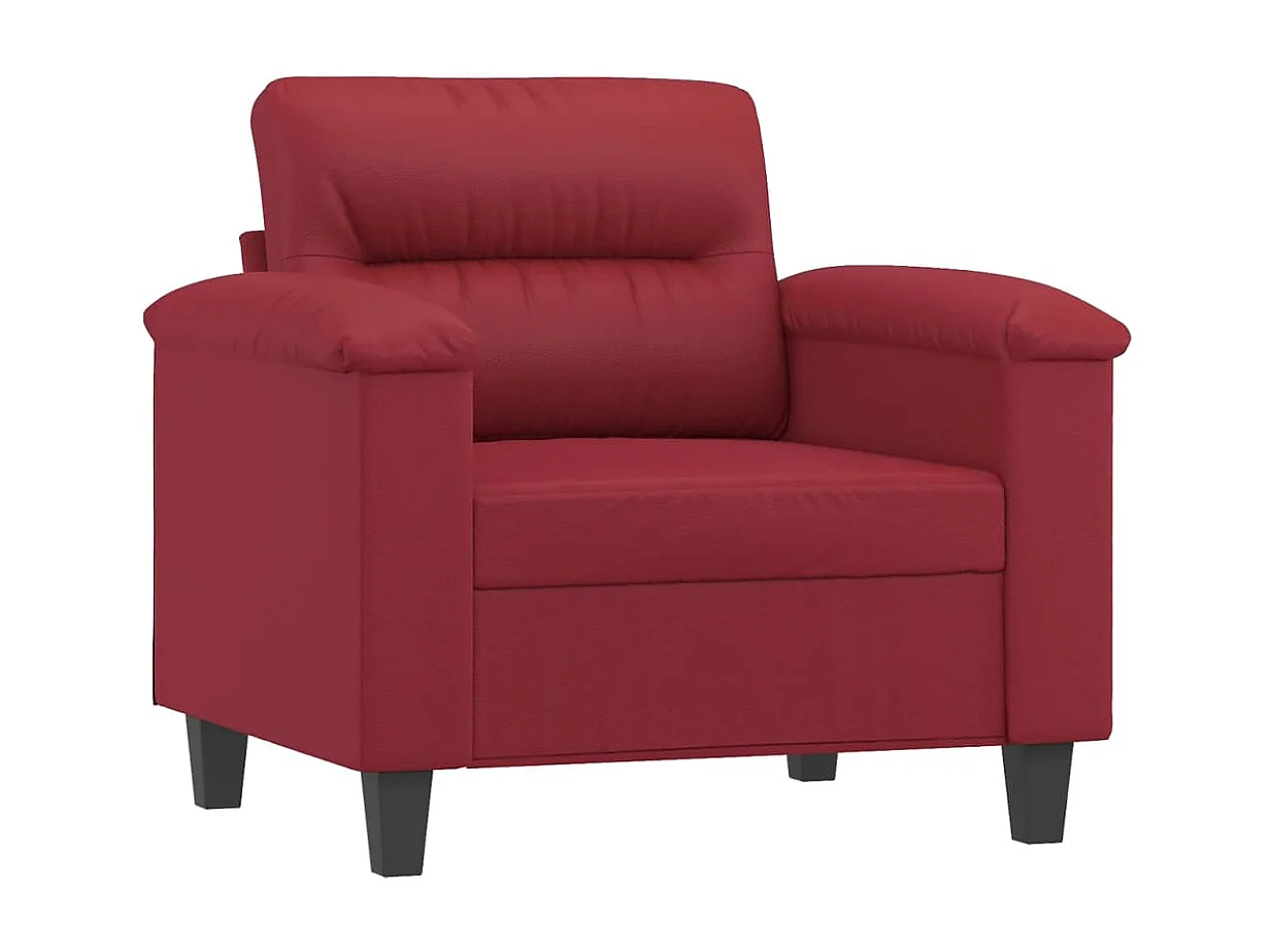 Poltrona com apoio de pés 60 cm couro artificial vermelho tinto