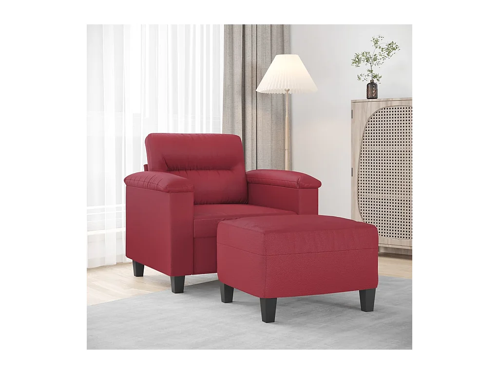 Fauteuil avec repose-pied Rouge bordeaux 60 cm Similicuir