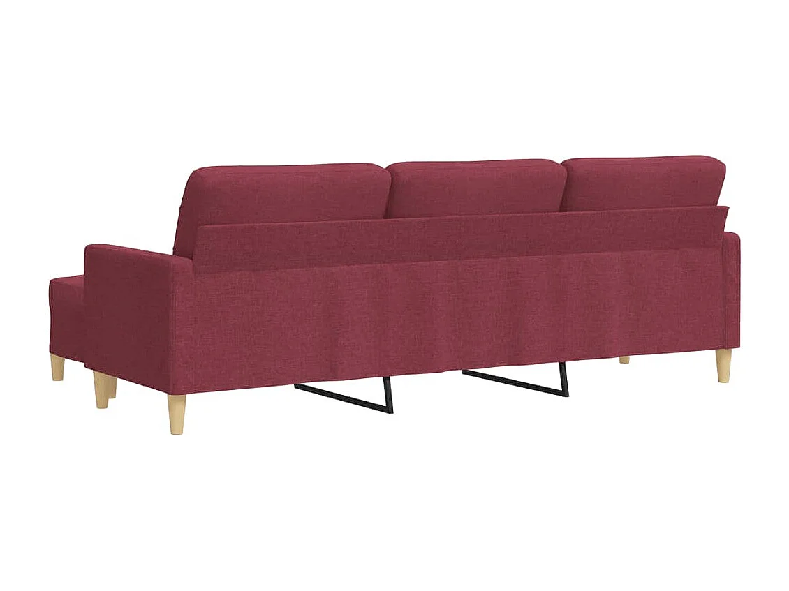 Sofá de 3 plazas con taburete de tela rojo tinto 210 cm