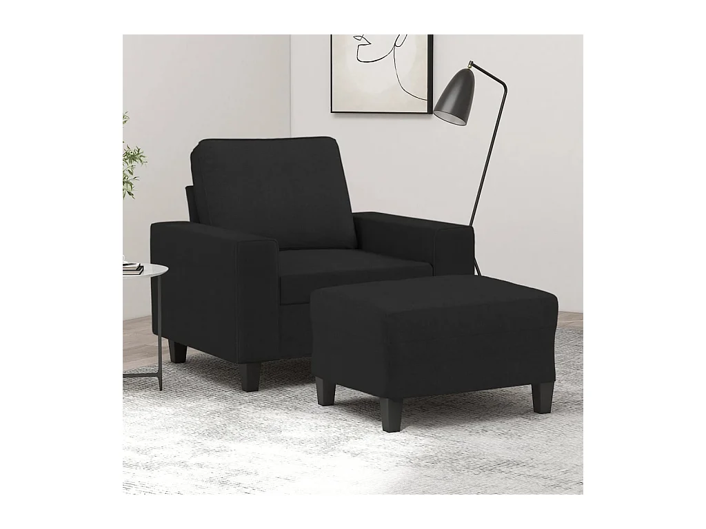 Fauteuil avec repose-pied Noir 60 cm Tissu