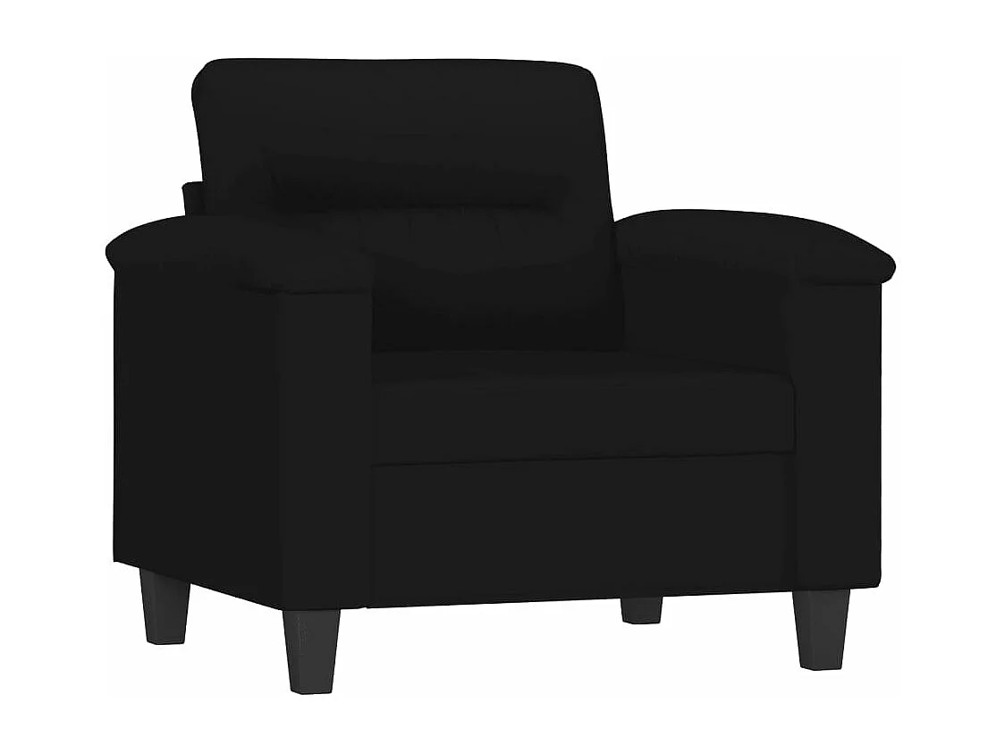Sillón con taburete tela de microfibra negro 60 cm
