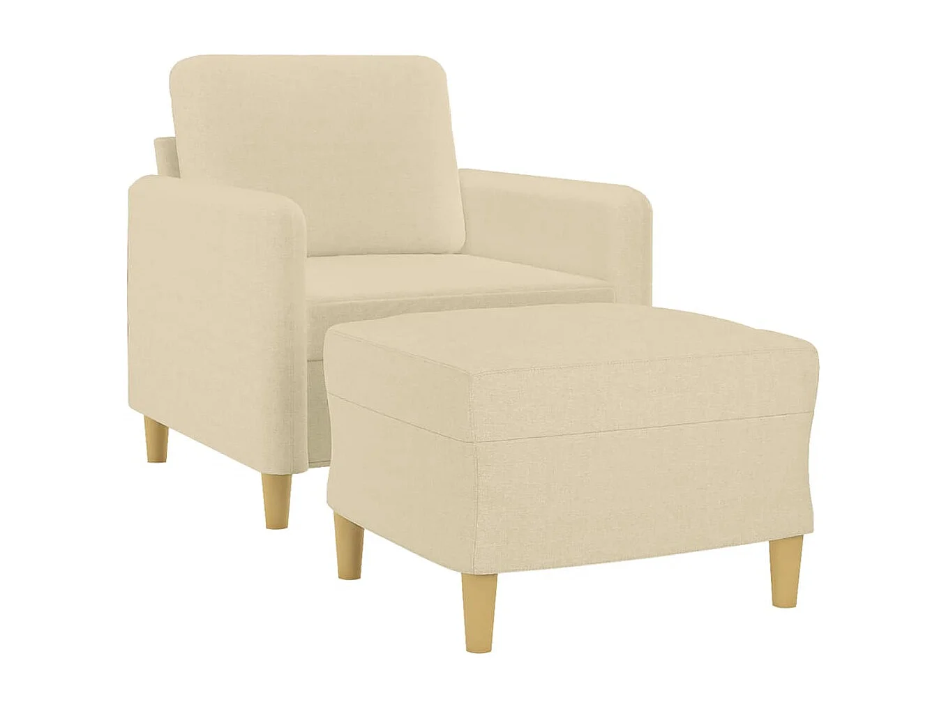 Sessel mit Hocker Creme 60 cm Stoff