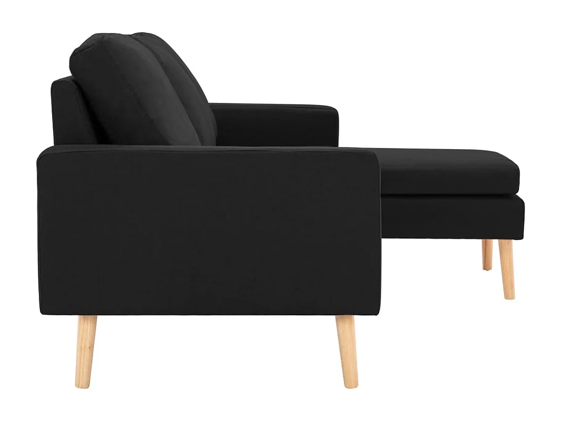 3-Sitzer-Sofa mit Hocker Schwarz Stoff