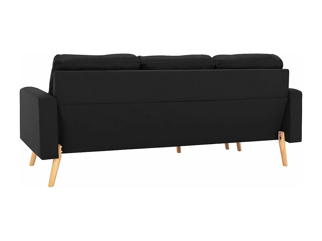 3-Sitzer-Sofa mit Hocker Schwarz Stoff