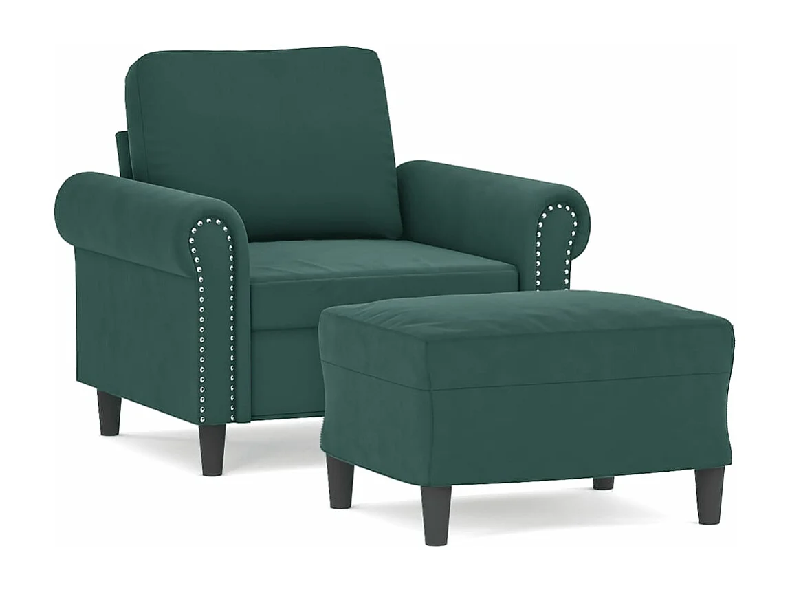 Fauteuil avec repose-pied Vert foncé 60 cm Velours