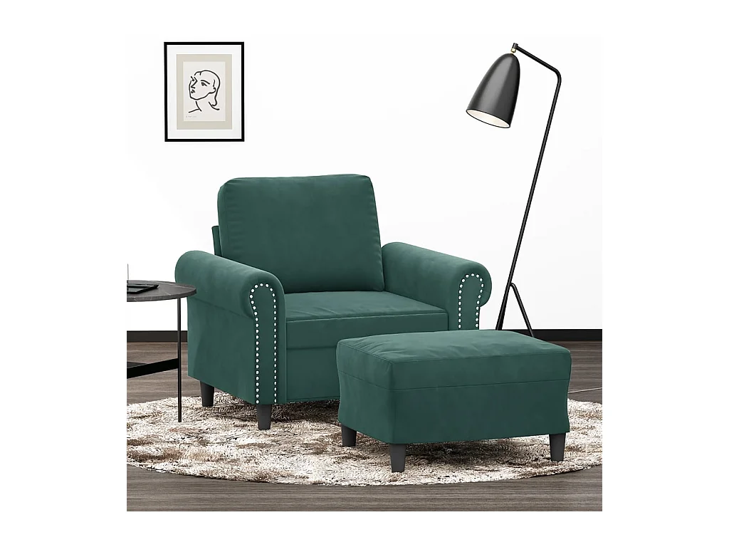 Fauteuil avec repose-pied Vert foncé 60 cm Velours