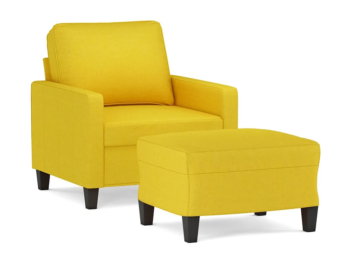 Poltrona com apoio de pés 60 cm tecido amarelo-claro