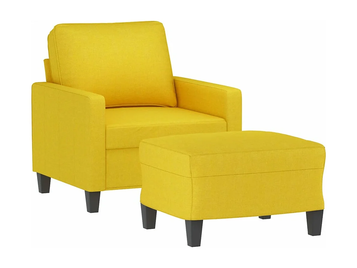 Poltrona com apoio de pés 60 cm tecido amarelo-claro