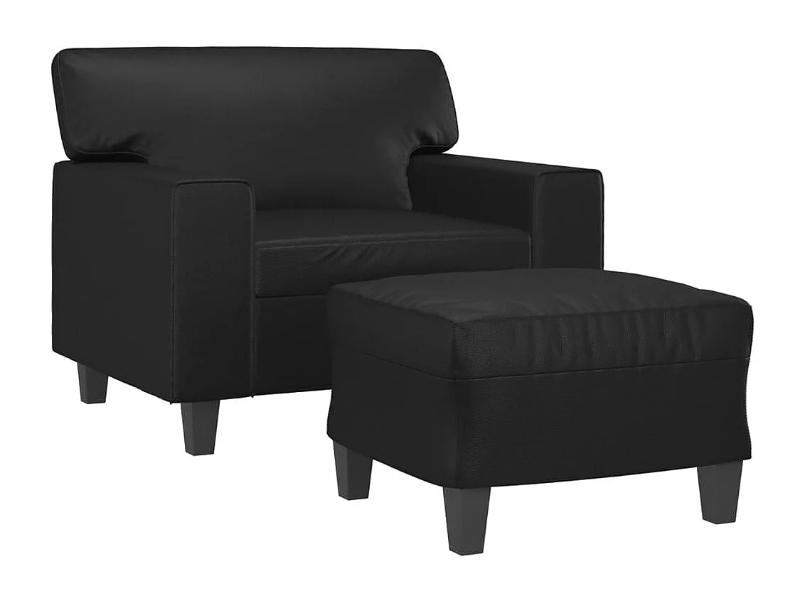 Sessel mit Hocker Schwarz 60 cm Kunstleder