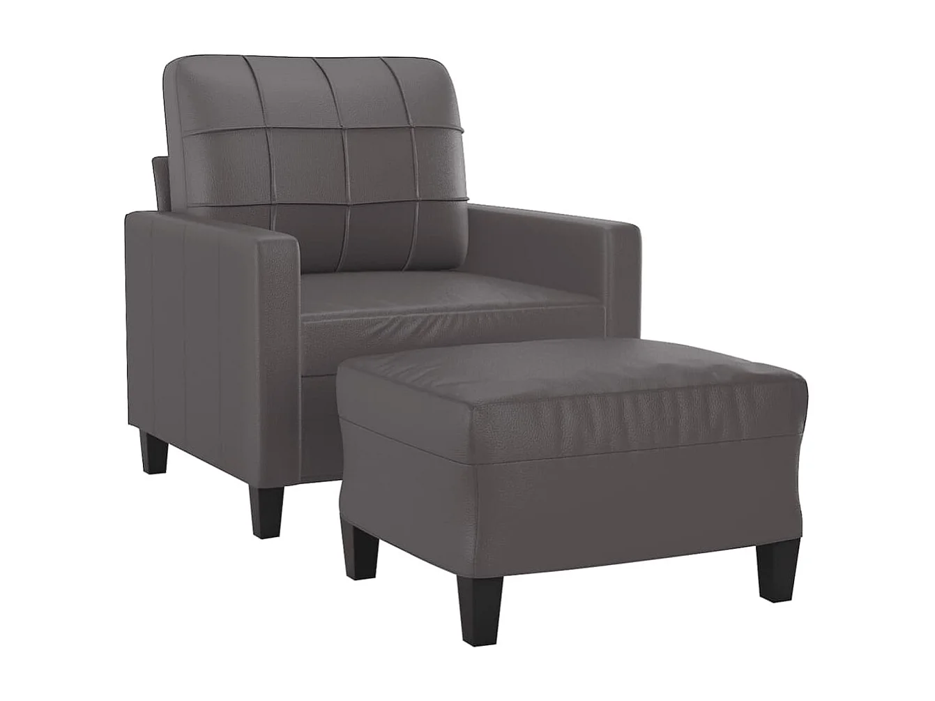 Poltrona com apoio de pés couro artificial 60 cm cinzento