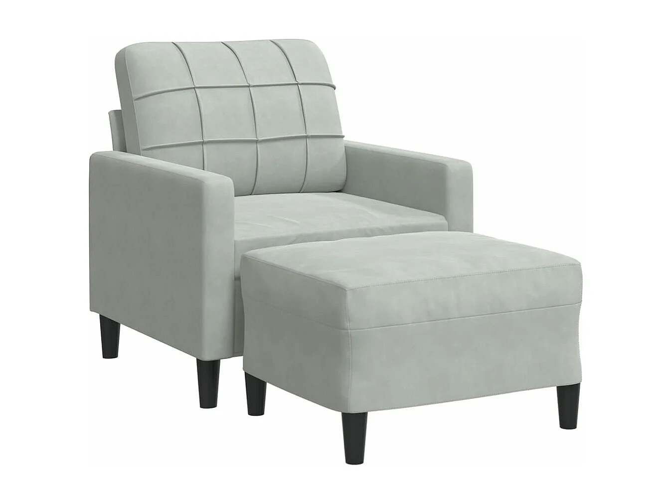 Fauteuil avec repose-pied Gris clair 60 cm Velours