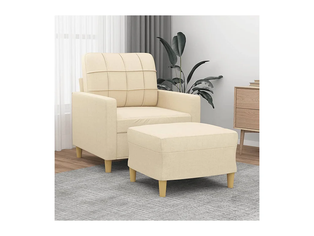 Sessel mit Hocker Creme 60 cm Stoff