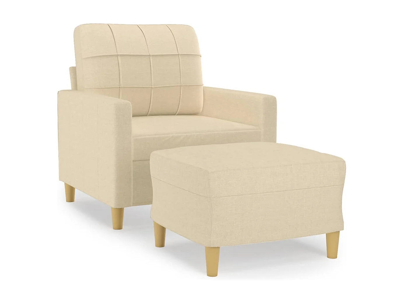 Sessel mit Hocker Creme 60 cm Stoff