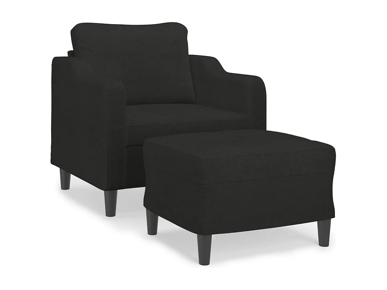 Fauteuil avec repose-pied Noir 60 cm Tissu