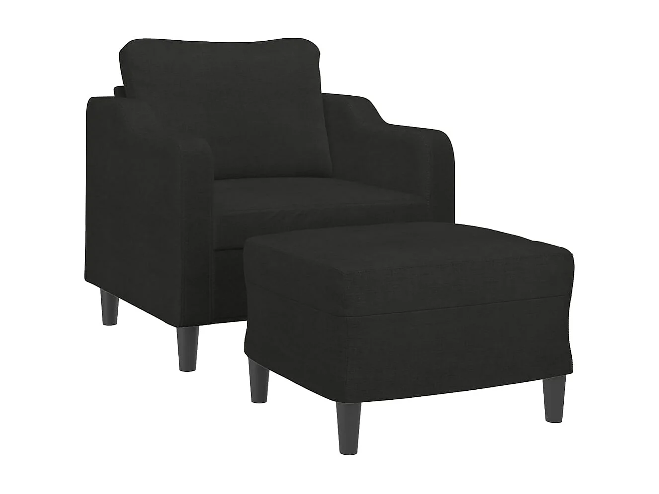 Fauteuil avec repose-pied Noir 60 cm Tissu