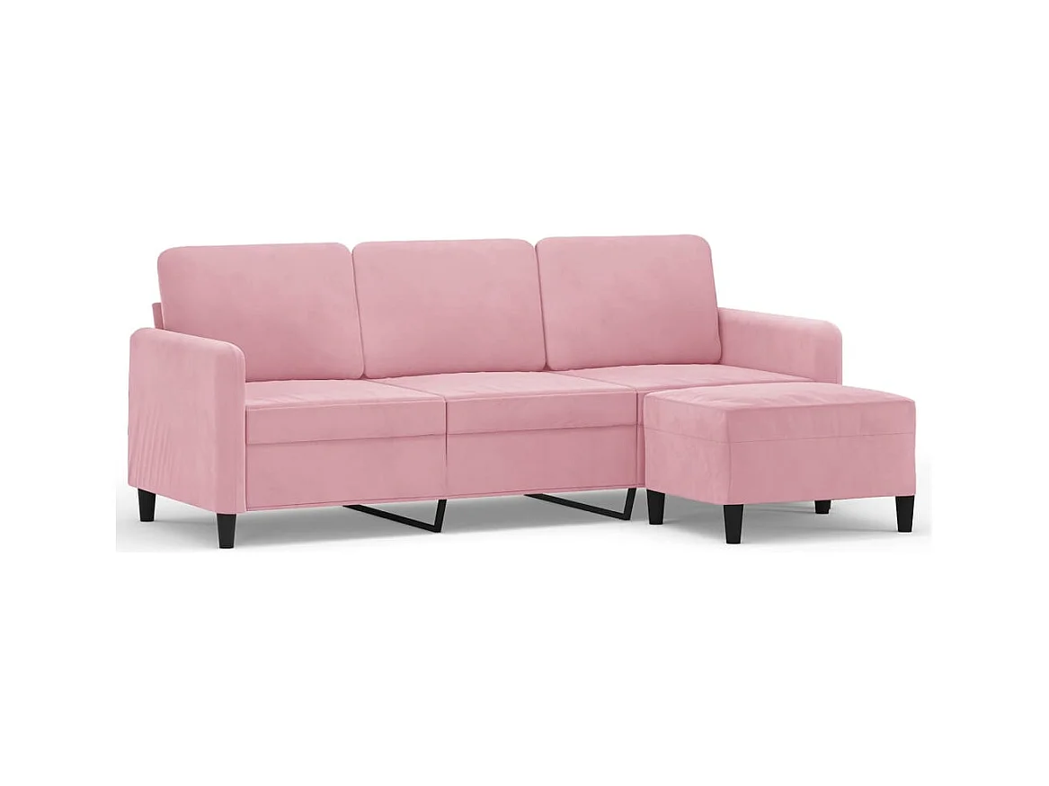 Canapé à 3 places avec repose-pieds Rose 180 cm Velours