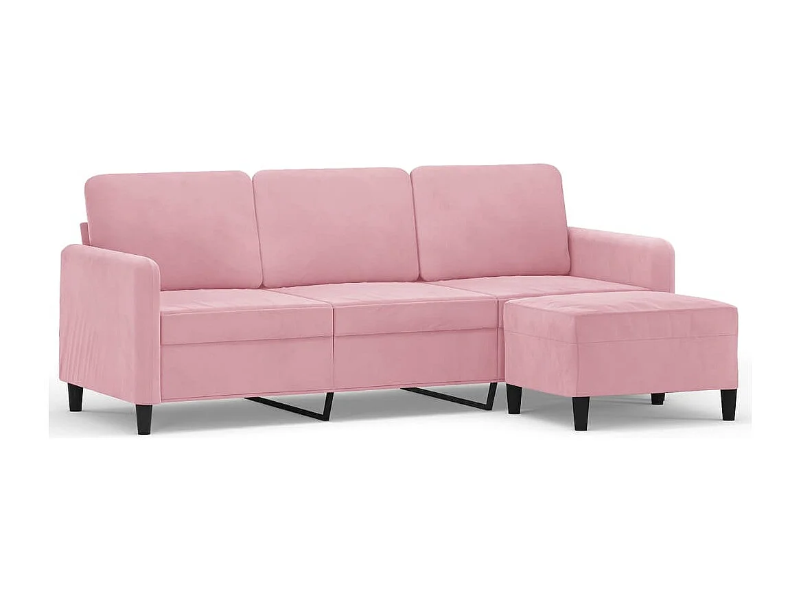 Sofá de 3 plazas con taburete de terciopelo rosa180 cm
