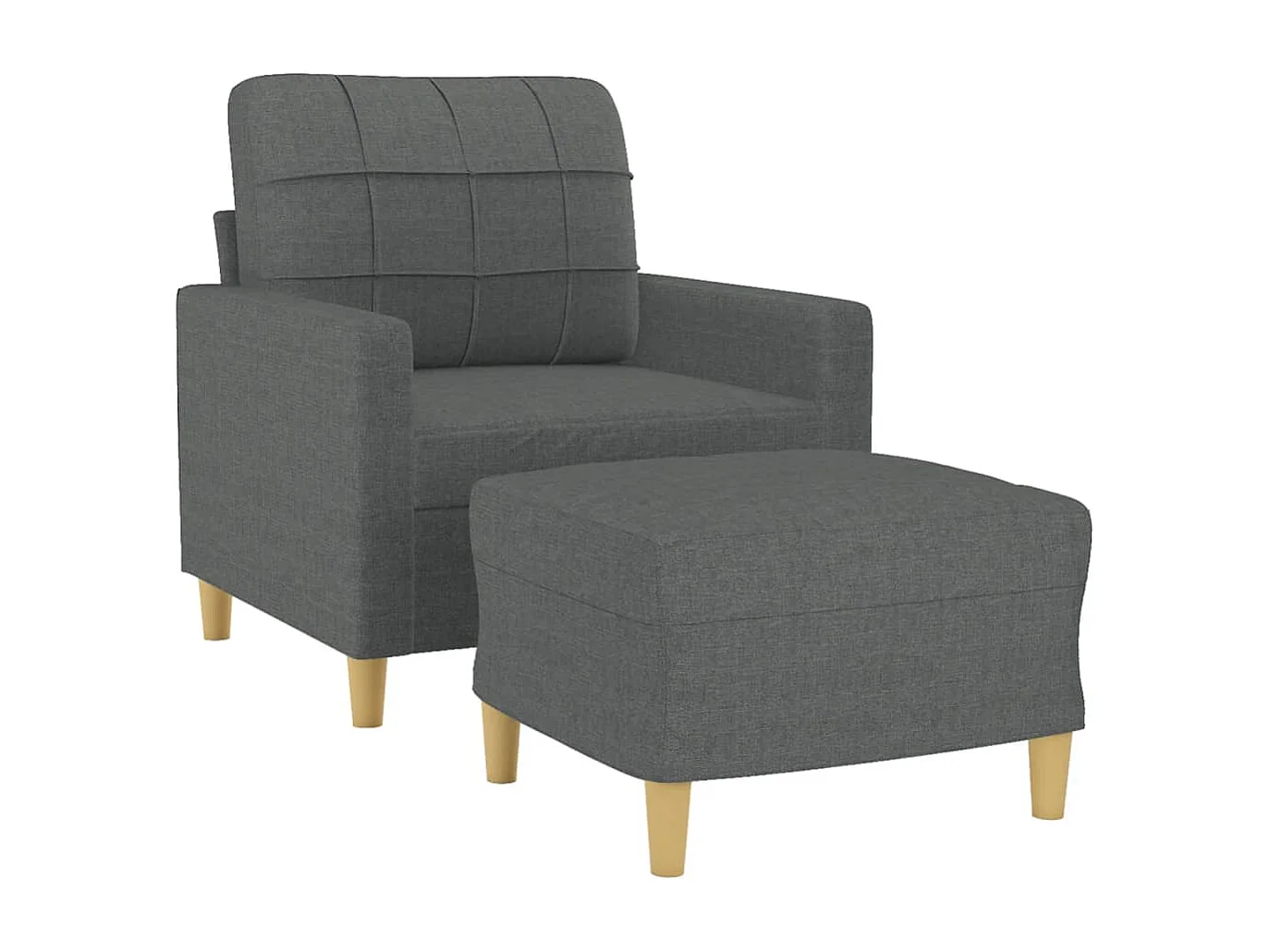 Fauteuil avec repose-pied Gris foncé 60 cm Tissu