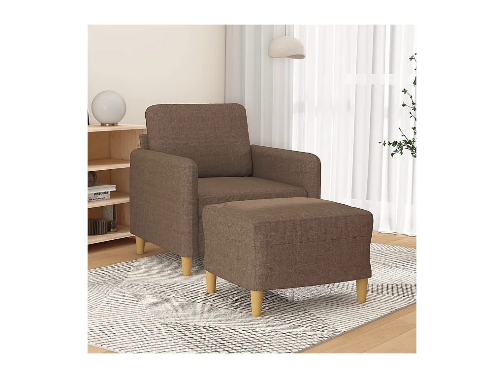 Fauteuil avec repose-pied Marron 60 cm Tissu