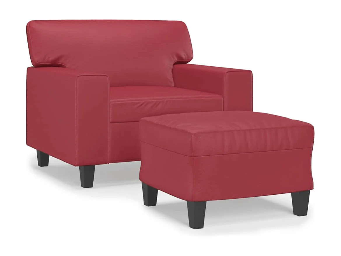 Fauteuil avec repose-pied Rouge bordeaux 60 cm Similicuir