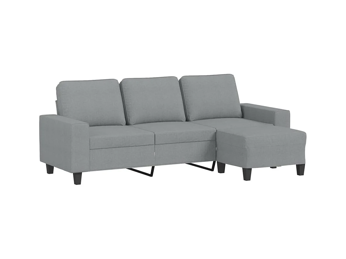 Canapé à 3 places avec repose-pieds Gris clair 180 cm Tissu