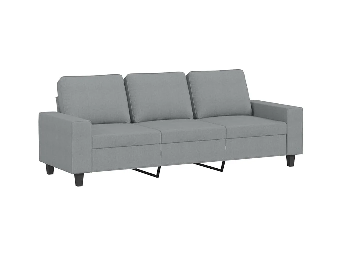 Canapé à 3 places avec repose-pieds Gris clair 180 cm Tissu