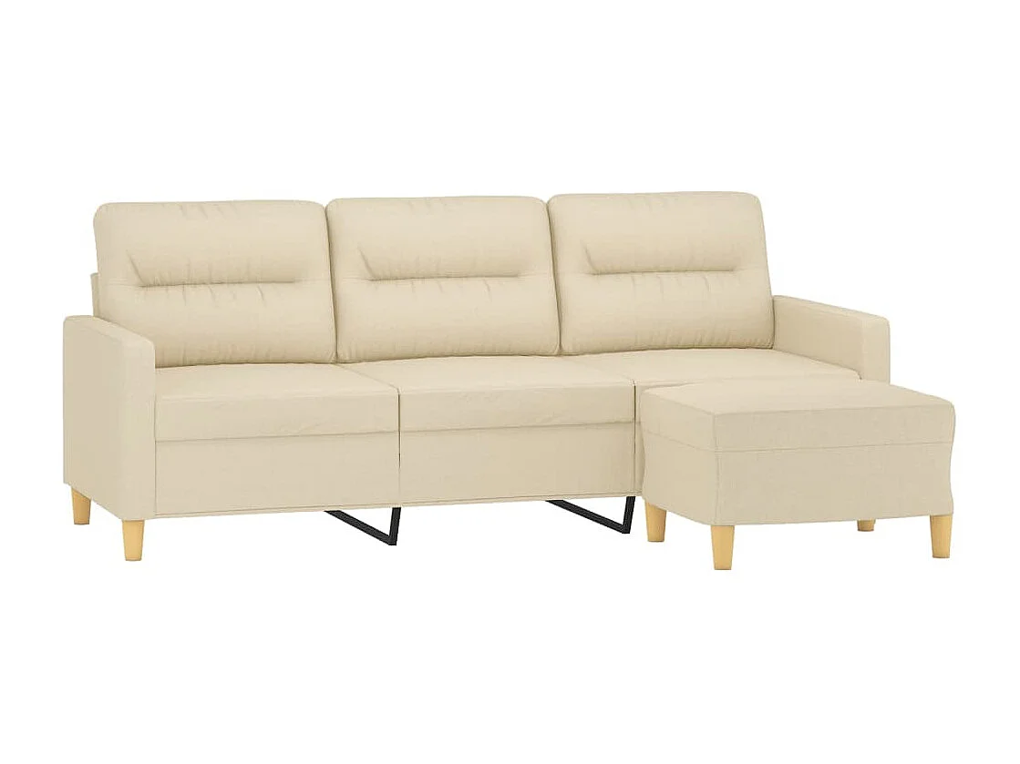 Canapé à 3 places avec repose-pieds Crème 180 cm Tissu